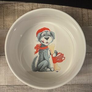 Celebrations By Silvestri Christmas Ceramic Dog Bowl Audrey Heffner Vintage